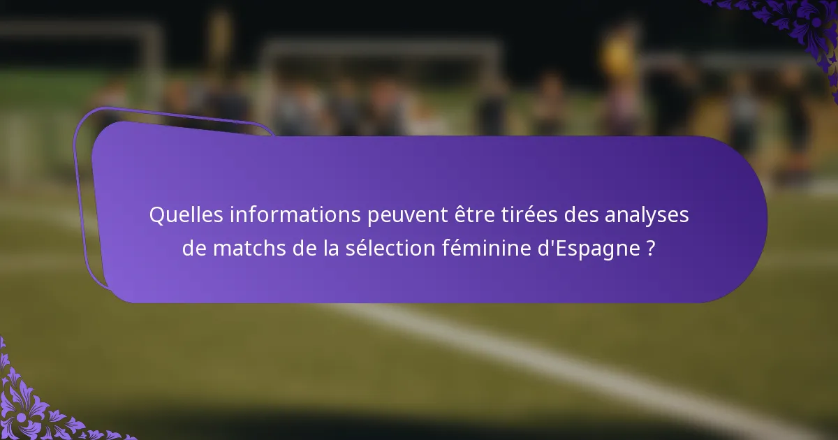 Quelles informations peuvent être tirées des analyses de matchs de la sélection féminine d'Espagne ?
