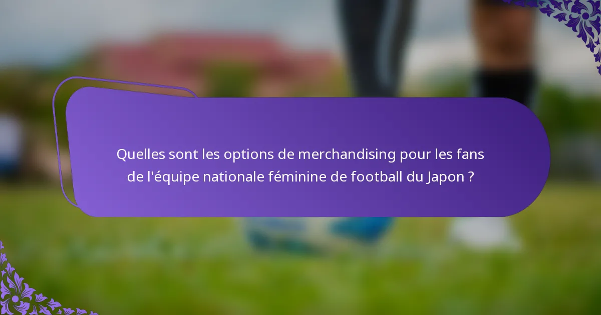 Quelles sont les options de merchandising pour les fans de l'équipe nationale féminine de football du Japon ?