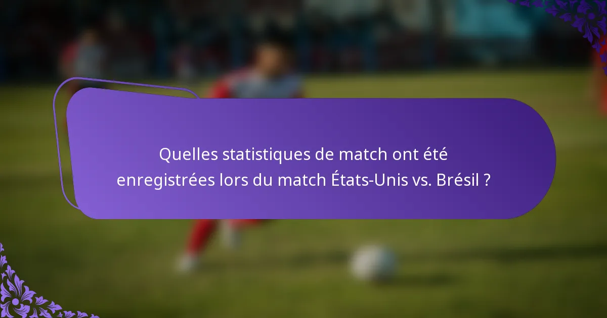Quelles statistiques de match ont été enregistrées lors du match États-Unis vs. Brésil ?