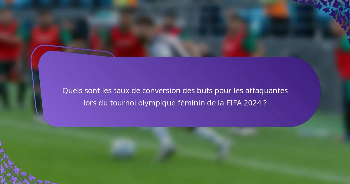 Quels sont les taux de conversion des buts pour les attaquantes lors du tournoi olympique féminin de la FIFA 2024 ?